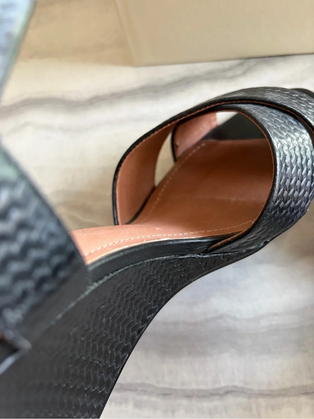 CAPELLI ROSSI WOVEN LEATHER WEDGE SANDALS